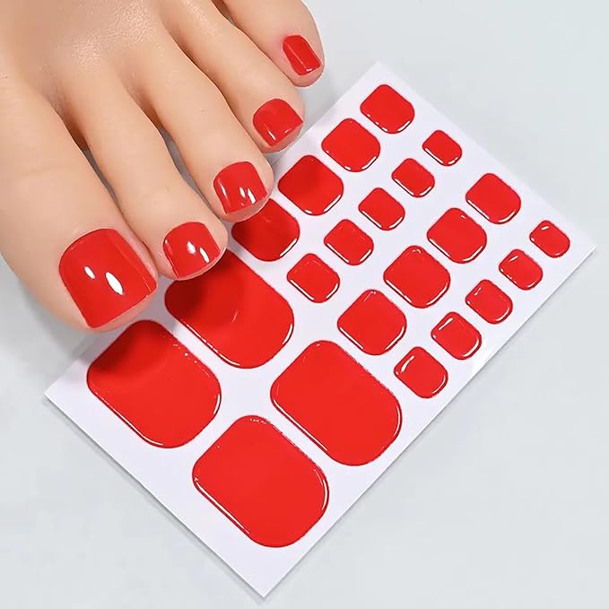 DANNEASY 440PCS/20 Sheets Toe Nail Stickers - Dusky Solid, Toenails Polish Strips Toes Nail Wraps for Women, UV Free | Easy to Stick | Adhesive Gel Toenail Strips with 1 File, 1 Cuticle Stick
