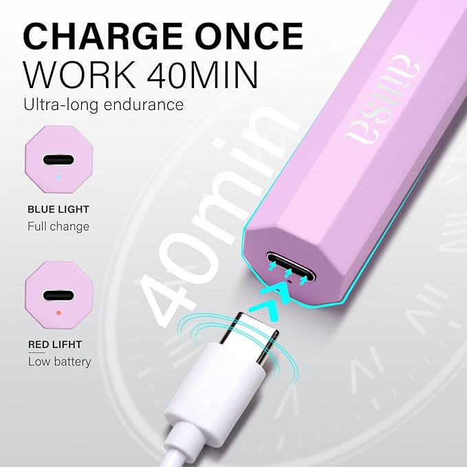 AILLSA Mini UV Light for Nails Handheld LED Nail Lamp Small Gel Nail Lamp Portable Fast Drying Cordless for Valentine's Day Gift (Purple)