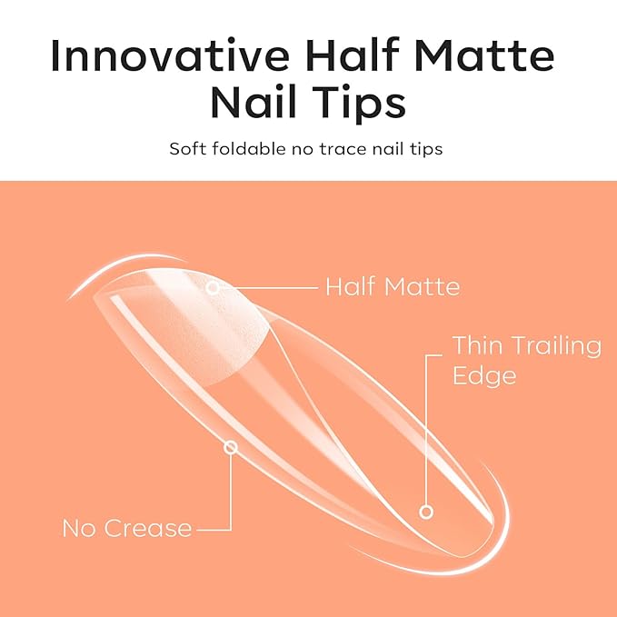 Modelones Short Coffin Nail Tips - 510Pcs Fake Nails Gel Tips Half Matte Full Cover No Filed Stronger Press on for Manicure Extension Art DIY Salon 15 Sizes