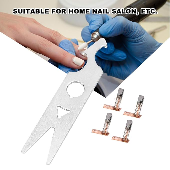 2 Pairs Nail Drill Carbon Brush, Nail Drill Machine Wrench, Alloy Nail Drill Handpiece Accessory, Manicure Polishing Machine Replacement Part