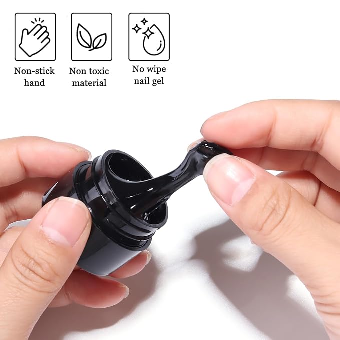 Solid Builder Gel Kit, 2PCS Black 3D Sculpting Gel Non-Sticky Hand Carving Gels with Silicone Pen Hard Gels for Nails Molding 3D Flowers Nail Design Manicure Salon Supplies