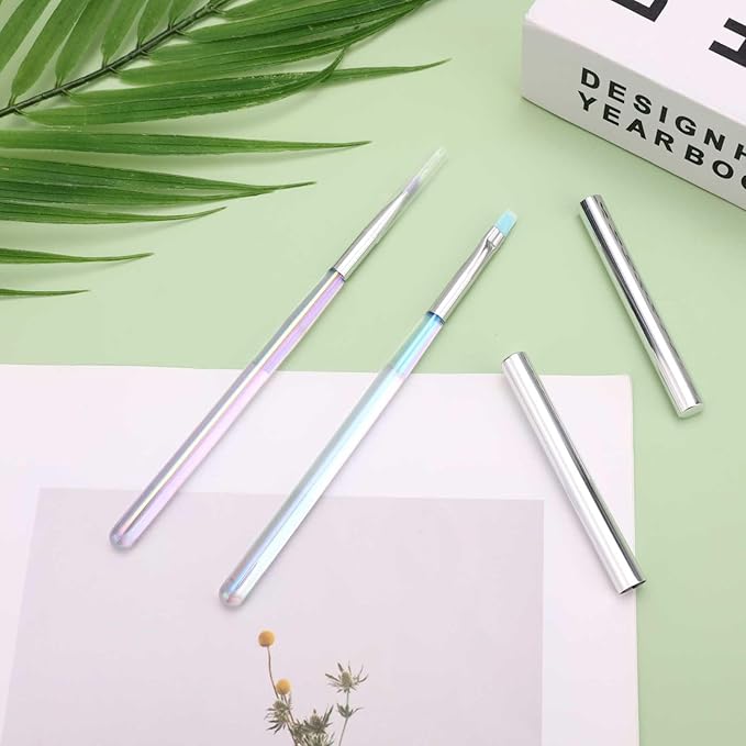 2pcs Nail Clean Up Brushes, Round & Flat Head Pen Painting Tools for Nail Design & Remover Polish Mistake Cleaning