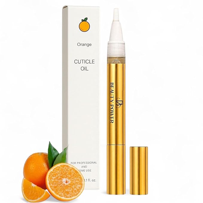 Nail Oil Cuticle Pen - Orange - Nail Strengthener & Growth Serum with Vitamin A, D, E, B5, Grapeseed & Natural Oils - Repair for Brittle, Peeling, Thin Nails - Valentine's Gift Idea