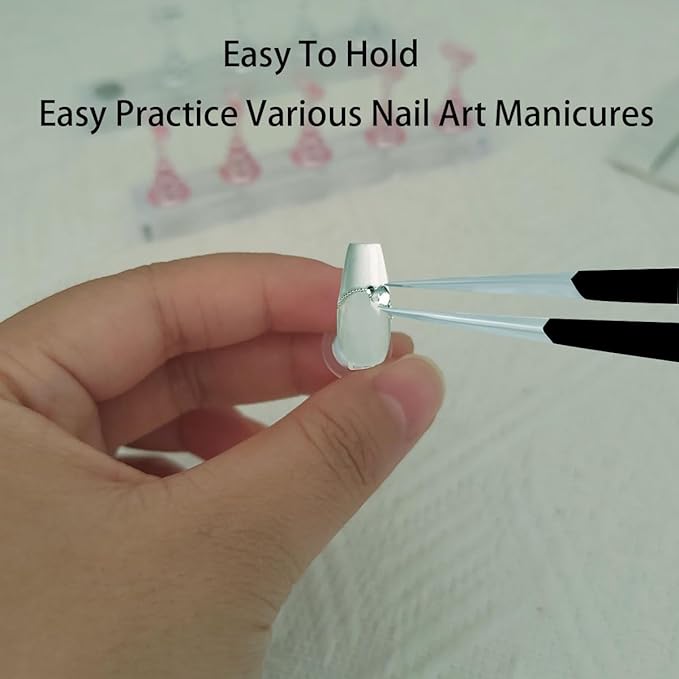 2 Sets Painting Nails Practice Stands, Art Fake Nail Holder, Fake Nails Holder, Acrylic Practice Nail Stand Set 30 Pcs Reusable Adhesive Putty