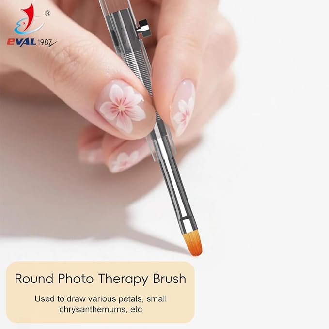 Nail Art Brushes Set, YIHUALE Push Contact Builder Nail Extension Gel Brush, Gel Polish Art Design Pen Painting Tools, Nail Art Liner Brush and Dotting Pen for Salon, DIY (White, 2+3)