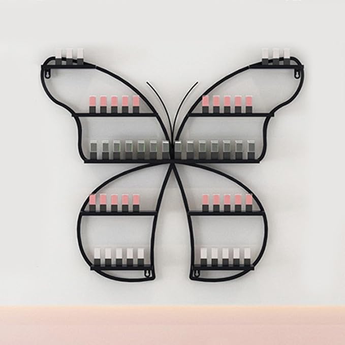 5 Tiers Nail Polish Wall Storage Rack, Nail Polish Essential Oil Display Shelf in Nail Salon, Wall Mounted Display Cabinet, Hanging Wall Nail Polish Makeup Cosmetics Perfume Rack, Black
