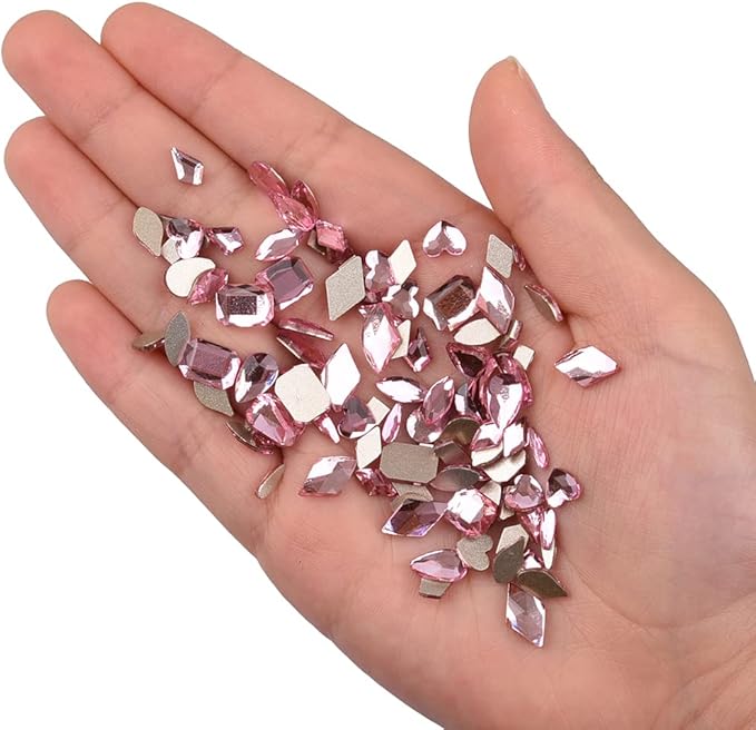 820pcs Pink Flatback Nail Art Shape Rhinestones Mixed Size 1.5-5mm Round Glass Nail Crystals Diamonds Stones Gems for Nail Art Makeup Clothes Shoes Crafts