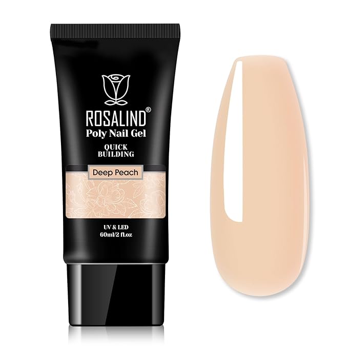 ROSALIND Nude Poly Extension Gel, 60ml Nude Poly Nails Gel for Nail Art Decoration, Hot Builder Color Nail Thickening Extension Easy to DIY Use at Home Need UV Lamp