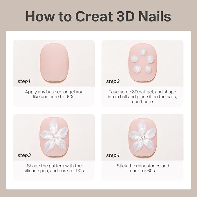 MIZHSE Pearl 3D Gel Nail Art Sculpting Gel Non-Sticky Molding Gels for Nails White Sculpting U V LED Soak Off Gels for Carving with Nail Art Pen Nail Design Home Manicure 30g 1o