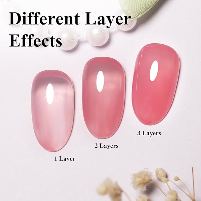 Imtiti 10ml Jelly Pink Gel Nail Polish Long Lasting Soak Off UV Led Pink Gel Polish Salon DIY at Home Gift for Women 1Pcs
