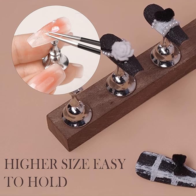 2-Pack Super Magnetic Nail Holders – Wearable Nail Bases & Nail Display Stands for Nail Art Painting (Gold)