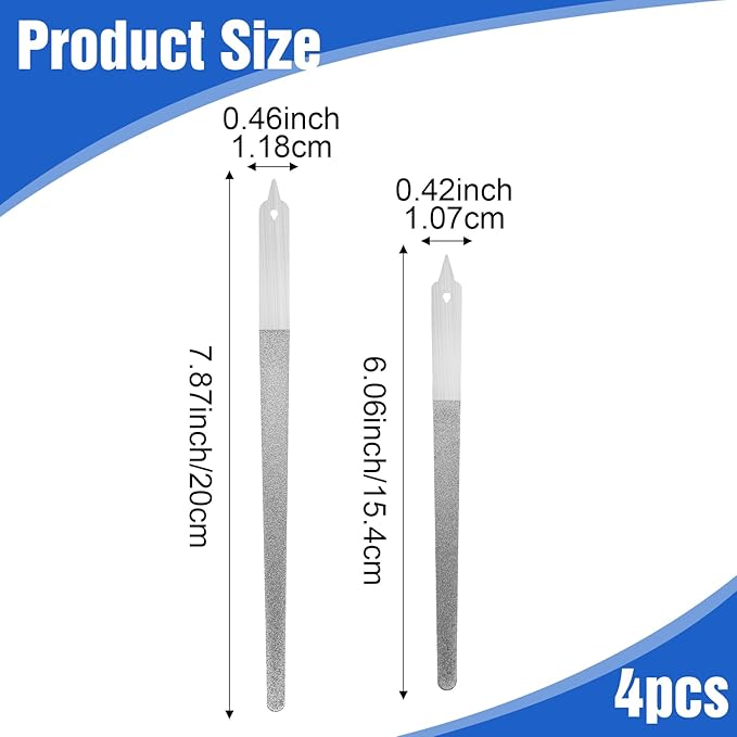 6 Pcs Diamond Deb Nail File Stainless Steel Buffers, Metal Nail File with Sharp Pointed Tip for Natural Nails Double-Sided Manicure Pedicure Toenail Tools for Salon and Home