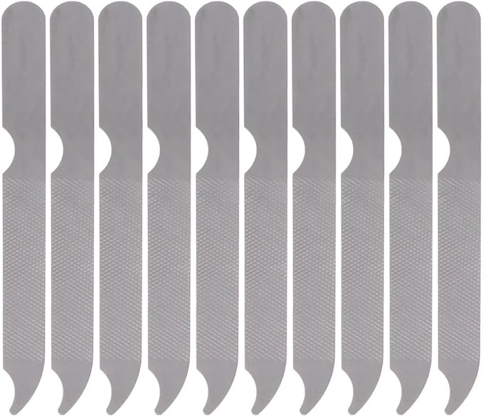 Parts Express Stainless Steel Metal Nail File, Double Side Fingernail Toenail Files Metal File Buffer Fingernails Toenails Art New Pedicure Tool for Salon and Home Manicure Files (F, 10)