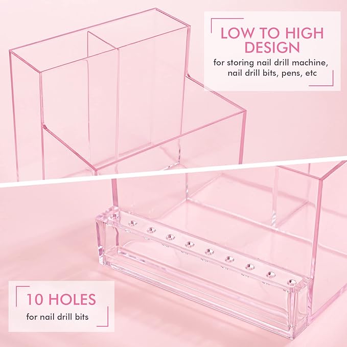 Plastic Nail Drill Machine Holder, Manicure Tools Stand Box, Nail Drill Bit Display Organizer, Nail Drill Bits Holder,Nail Art Grinding Drill Bit Holder