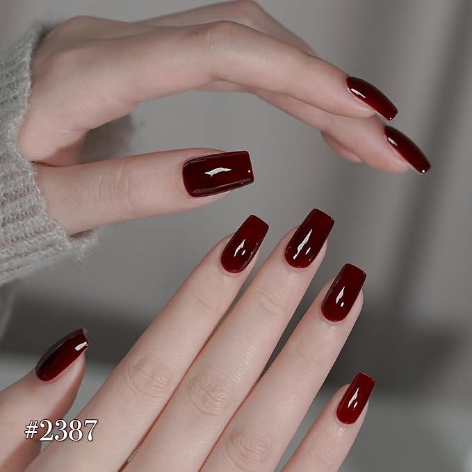 GAOY Red Gel Nail Polish Set, 6 Colors Burgundy Cherry Jelly Glitter Dark Red, UV Cure Gel for DIY Manicure at Home