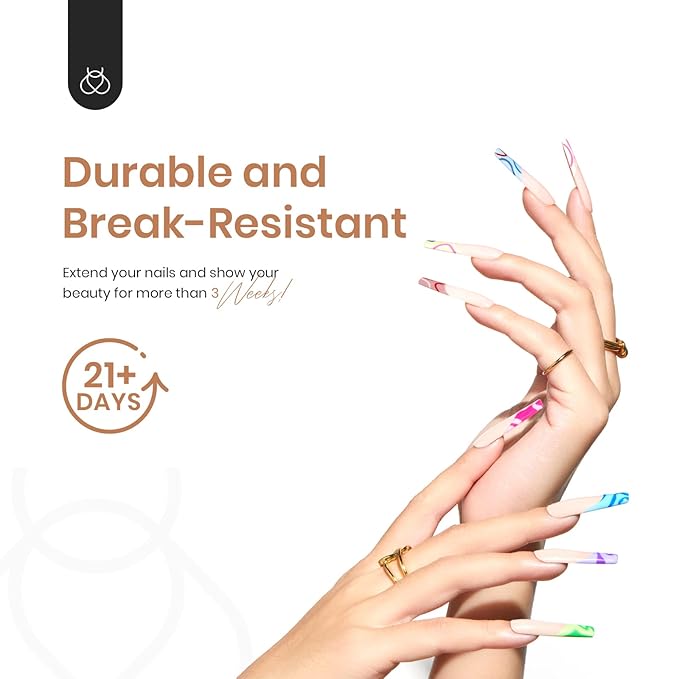 Beetles Gel Nail Tips, 500Pcs Pre-shaped Long Square Gelly Clear Press on Nail Tips Full Cover Acrylic False Nails Extensions Soak Off for Art Women Gifts