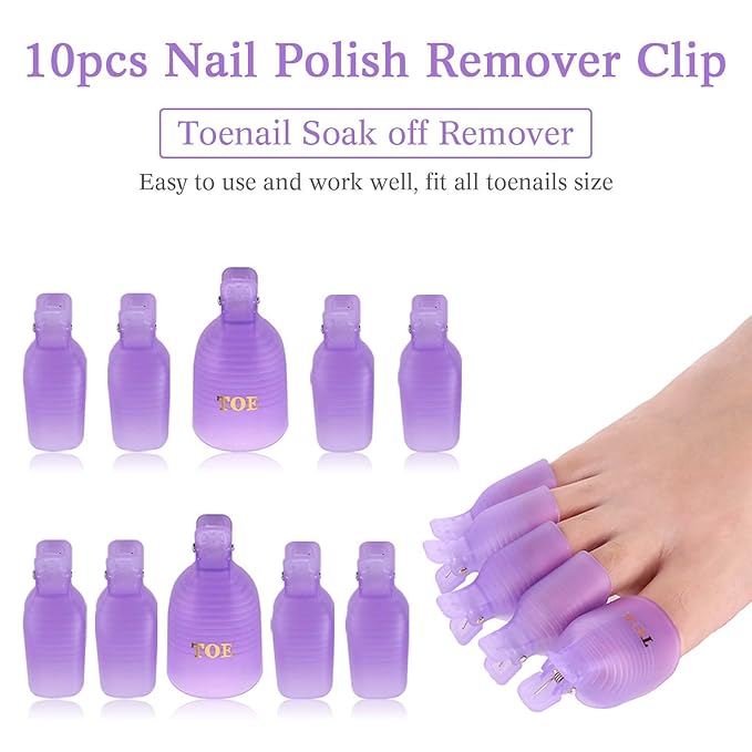 Makartt Gel Nail Polish Remover Clips Kit, Gel Nail Polish Kit, 20 Pcs Resuable Finger and Toenail Acrylic Nail Polish Remover Wraps, 2Pcs Black White Nail Polish Gel Set for Nail Art Salon DIY