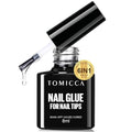 TOMICCA 6 in 1 Brush On Nail Glue for Press Ons 8ml Gel Nail Glue Strong for Acrylic Nails Lamp Curing Needed UV, DIY Home Salon Use