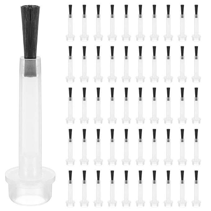 50 PCS Disposable Nail Brushes Replacement, Soft Brush Head, Dip Powder Liquid Replacement Brush, Gel Liquid Brush Set for DIY Nail Art Salon(Black)