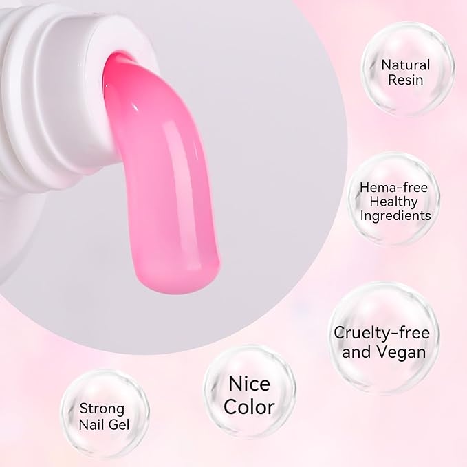 Makartt Poly Nail Gel Kit, 2PCs 50ML Transparent Pink & Hot Pink Colors, Large Capacity Poly Extension Nail Gel Kit, Strong Builder for Extension, 3D Diy Hard Gels Manicures Home Salon