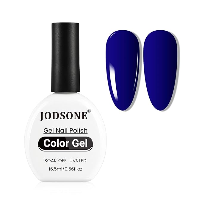 JODSONE 16.5ml Dark Blue Gel Nail Polish Bright Dark Blue Gel Polish Nail Manicure Salon DIY at Home High Gloss Soak Off U V