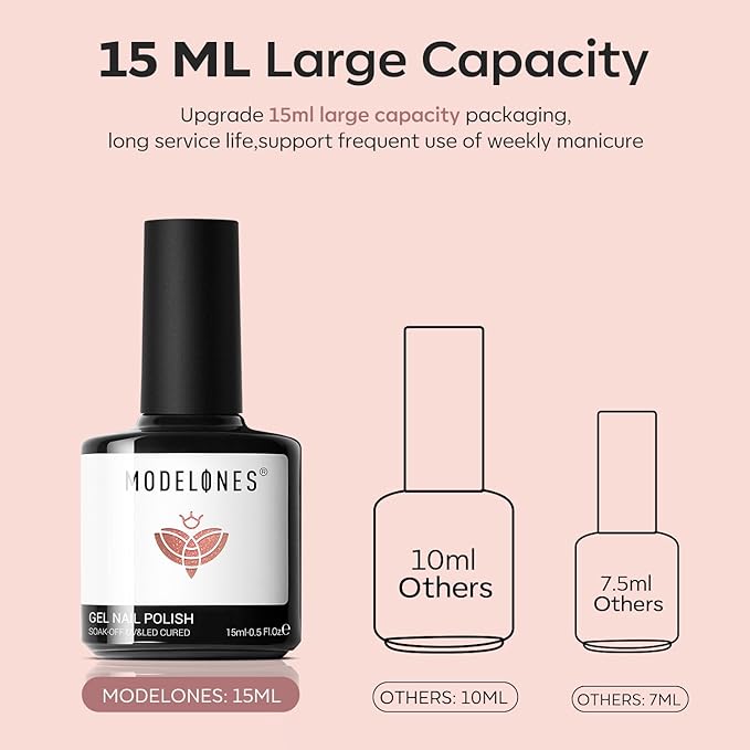 modelones Iridescent Shimmer Gel Nail Polish, Maple leaf Orange Holographic Nude Brown Glitter Gel Polish Soak Off LED Nail Art Gel DIY Salon Gift, 15 ML