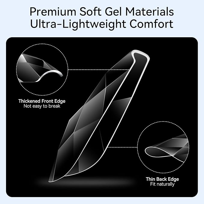 Makartt Medium Almond Soft Gel Nail Tips: 120pcs 3D Diamond-Shaped Fake Nails Extension, 12 Sizes Full Cover Clear Press-On Tip, Natural Rhombus Lattice, Suit for Chrome Nail Powder