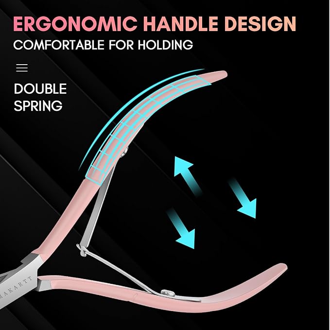 Makartt Rechargeable Nail Drill 30000RPM Portable Electric E File Malory Acrylic Nail Gel Polish Remover Bundle with Cuticle Nippers, Pink Cuticle Trimmer Extremely Sharp Full Jaw Cuticle Cutter