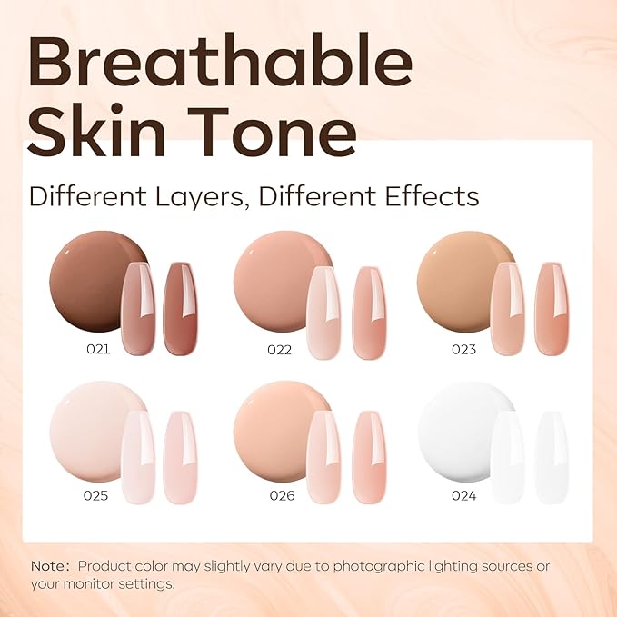 modelones Builder Nail Gel Polish Set, Base Colors 8-in-One Jelly Caramel Brown Latte Clear Builder Nail Gel for Nails Strengthener Hard Extension Rubber Lamp Cured 6 Colors