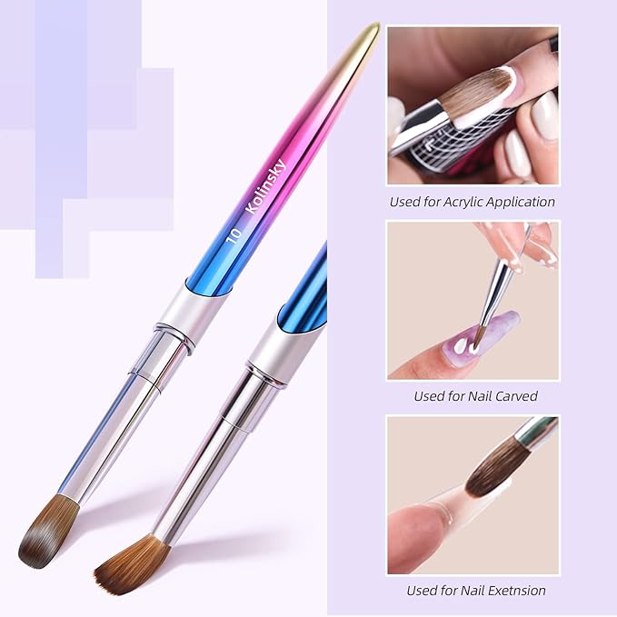 100% Kolinsky Acrylic Nail Brush Size18,Pure Handmade Round Shape (Size 8/10/12/14/16/18) Nail Brushes for Acrylic Application Professional Nail Art Brush Manicure for Women (#18)
