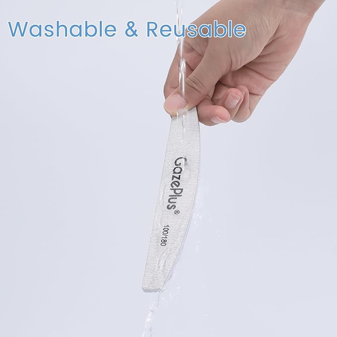 Nail Files, 24 PCS Fingernail Files 7" Long 100/180 Grit Emery Boards for Nails Professional Double Sided Nail File Bulk Washable Suitable for Both Acrylic and Natural Nails Zebra Half Moon