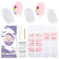 Semi Cured Gel Nail Strips, 28 pcs Gel Nail Stickers, Work with Any UV Lights, Long-Lasting Nail Wraps, Stick on Nails for women Easy to Apply & Remove