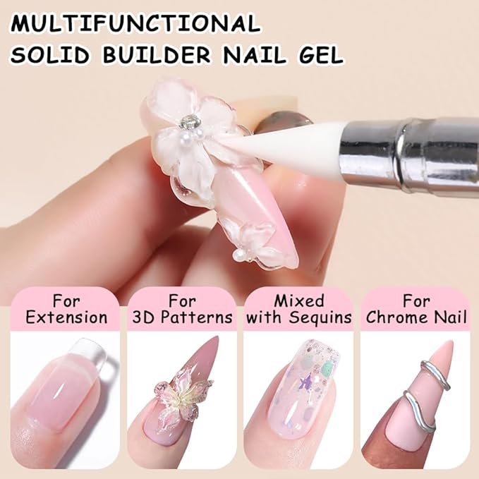 Solid Builder Gel for Nails, 30g Clear Non-Sticky Hand 3D Sculpting Modeling Carving Hard Gel Nail Extension Glue for Nail Art Salon Home DIY
