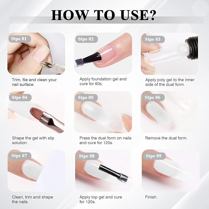 SAVILAND Poly Gel-100 G Milky White Color Poly Nail Gel, Large Capacity Extension Durable Gel for Nail Strengthener, Long-Lasting, Easy to Use for Starter & Professional Manicure DIY Art Home Salon