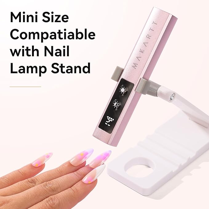 Makartt UV Nail Lamp, Handheld Flash Cure Lamp with Painless Mode Rechargeable Portable Nail Light 800mAh with LCD Display & 3 Timers for Home & Salon(Rose Gold)