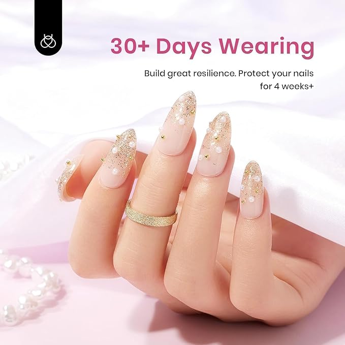 Beetles Builder Gel Set-Sheer Luck 6 Colors 8 in 1 Building Apex Strengthening Thickening Extension DIY Salon at Home for Beginner,Nude Pink Builder Nails Gel,UV & LED Lamp Needed
