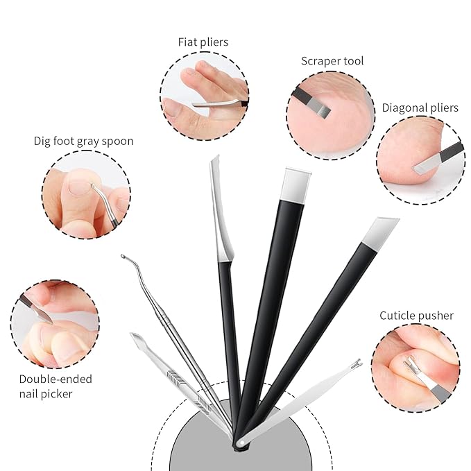 NOVANO Ingrown Toenail Removal Kit,Nail Treatment Foot Tool,Toenail Clippers for Seniors Thick Toenails,Professional Pedicure Tool,Large Toenail Clippers for Thick Nails 11Pcs