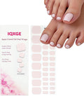 32 Pcs Semi Cured Gel Toe Nail Strips Milky White Gel Nail Stickers Full Cover Nails Wraps Self Adhesive Toe Nails Polish Strips Stickers for Women UV/LED Light Required