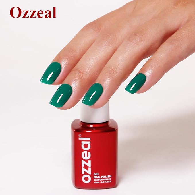 Gel Polish, 0.5 Fl Oz Christmas Green Gel Nail Polish Autumn Winter Soak Off LED UV Gel Nail Polish Art Starter Manicure Salon DIY Nail Gel Polish