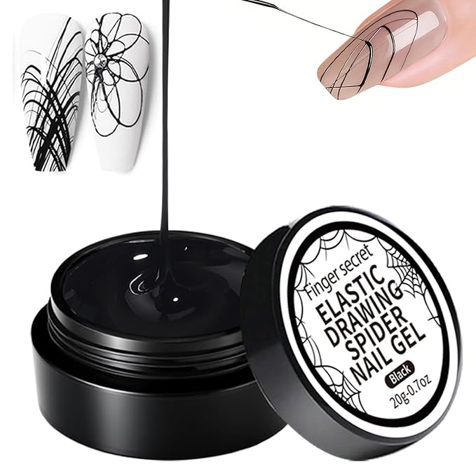 20g/0.7oz Elastic Drawing Spider Gel For Nail Paiting Gel Black, GelS Paint For Nails Art Wire Drawing Nail Gel For Line With Brushes For Nail Art
