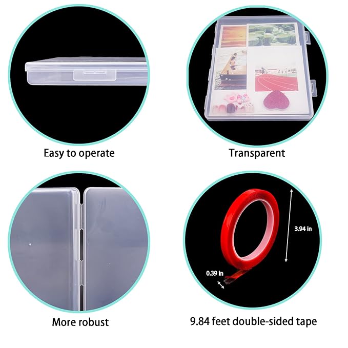 2PCS Press on Nail Organizer, Clear Press on Nail Storage Box Acrylic Nail Art Display Packaging Box Fake Nail Storage Case with Transparent Tape (Not Inlcuded Press on Nail) (8.9x6.5x0.7inch)