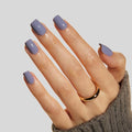 LAMIMOSA 32Pcs Press On Nails Short Square – Soft Gel Ash Gray Blue Fake Nails in 16 Sizes, Reusable Glue on Nail kit, ASH