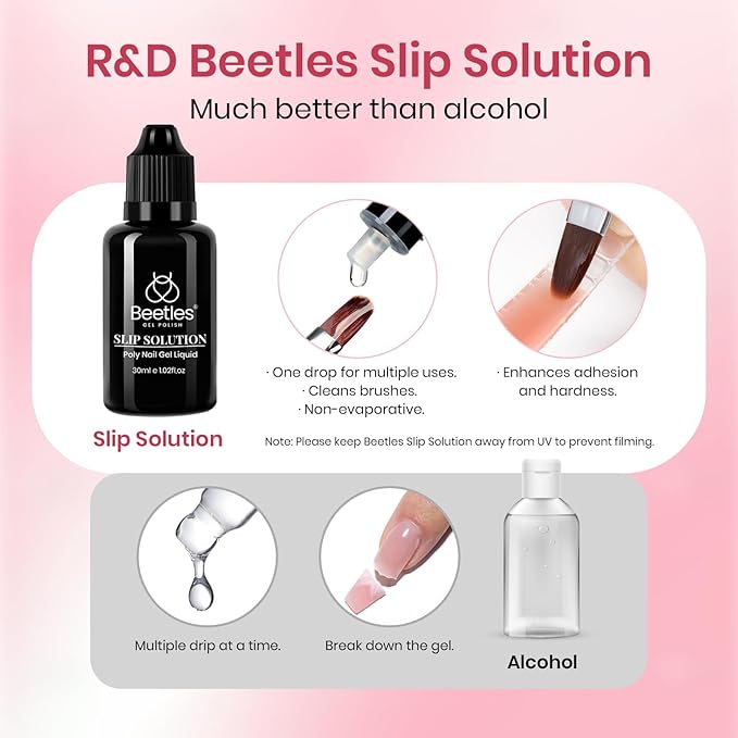 Beetles Poly Extension Gel Nail Kit - 6 Colors Jelly Nude Pink Builder Nail Gel Kit With Slip Solution DIY Home Salon Gift for Women Girls, UV & LED Needed