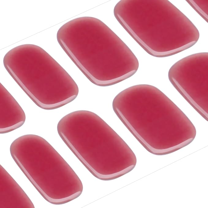 DANNI & TONI Semi Cured Gel Nail Strips Deep Red (Sheer Cherry) Solid Color Gel Nail Wraps 28 Stickers