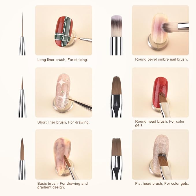 9pcs Nail Art Brush Set Nail Dotting Tools Nail Art Design Brushes Gel Polish Nail Polish Brushes 3D Nail Art Decorations Brush Nail Art Drawing Painting Brushes Manicure Nail Art Tool Set