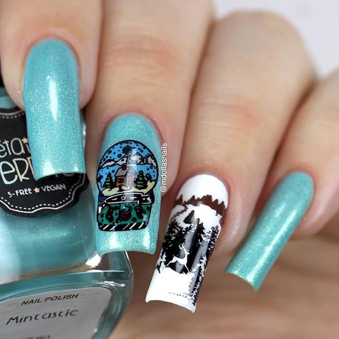 Whats Up Nails - B065 Winter Flurryland Stamping Plate for Christmas Nail Art Design