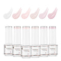 Nicedeco Builder Nail Gel Polish 6pcs, Hema Free, Cruelty Free, Vegan, Base Colors Nude Pink Hard Strengthener Rubber Gel Extension Kit 49