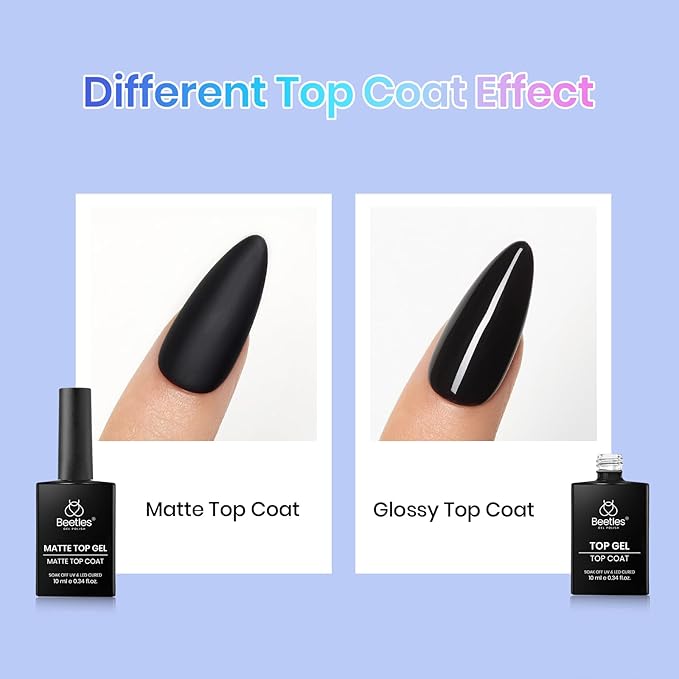 Beetles Base and Top Coat Set with Nail Dehydrator and Primer, 5 Pcs 10ml Glossy Matte Top Coat Gel Nail Prep Acid-Free and Hema-Free Dehydrate Bond Primer Kit