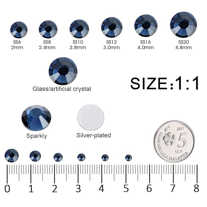 4240Pcs Montana Flatback Rhinestones 6 Sizes Crystal Diamonds for Nail Art Crafts Clothes Shoes with Tweezers and Picking Pen
