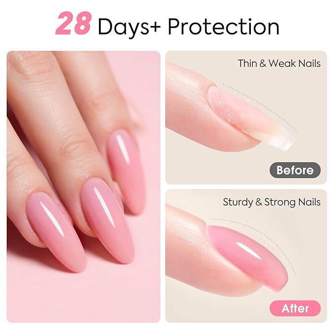 CANNI Rubber Base Gel Set - 6 Colors Pink Nude Builder Nail Gel for Nail Strengthening, Soak Off UV LED for Natural Nails, DIY Manicure Salon Use Women & Girls